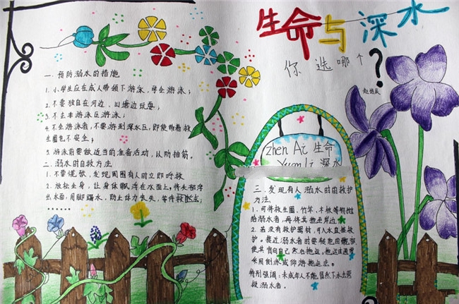 安全月主題防溺水手抄報(bào)，防溺水安全知識(shí)