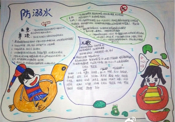 小學(xué)生防溺水手抄報(bào)圖片，珍愛(ài)生命預(yù)防防溺水