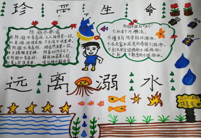 珍愛生命預防溺水手抄報，遠離溺水