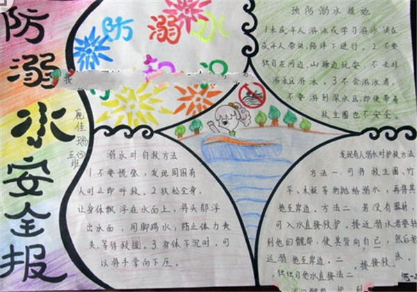 防溺水手抄報，玩水失足千古恨回頭是岸等來生！
