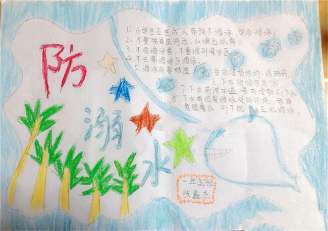 小學一年級防溺水手抄報