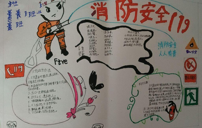 漂亮的消防安全手抄報(bào)圖片，消防安全119