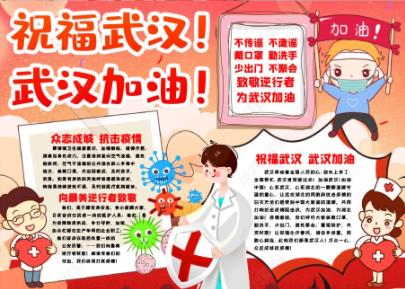 2020祝福武漢武漢加油手抄報(bào)卡通可愛