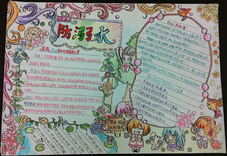 防溺水手抄報圖片，遠離危險水域