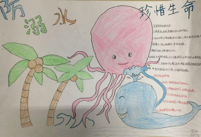 好看的防溺水手抄報(bào)圖片，防溺水珍惜生命