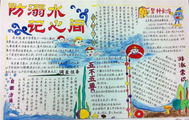 安全月主題2020防溺水手抄報(bào),防溺水記心間