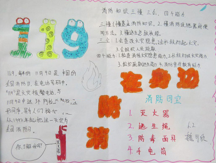關于消防安全的手抄報圖片，消防在身邊