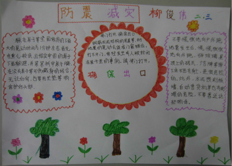 三年級手抄報(bào)，防震減災(zāi)