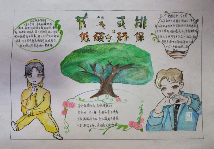 小學(xué)生低碳環(huán)保手抄報圖片，節(jié)能減排低碳環(huán)保