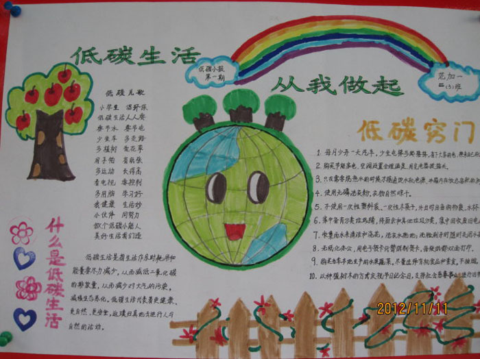 低碳生活的手抄報，低碳生活從我做起