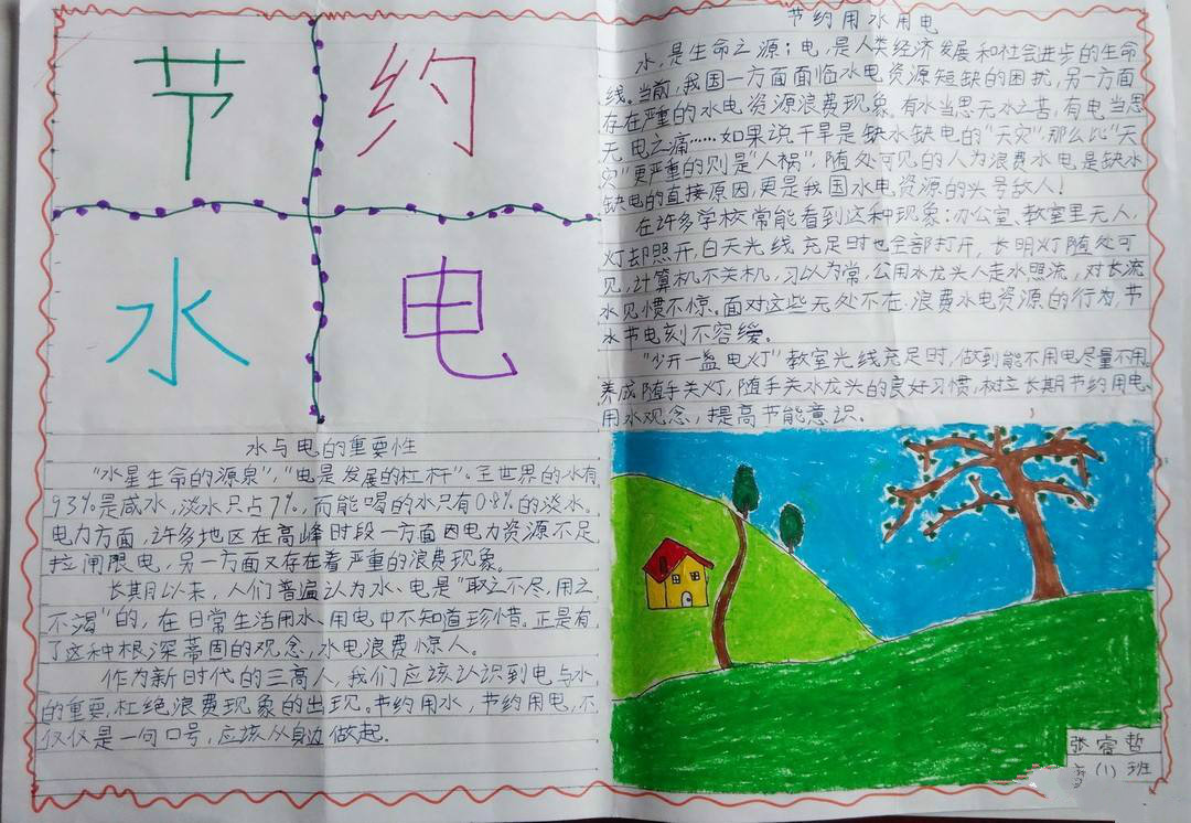 節(jié)約用電手抄報(bào)，節(jié)約水電人人有責(zé)