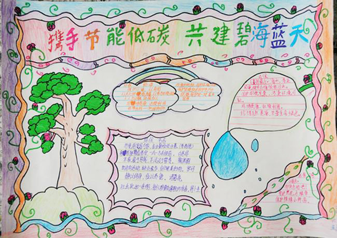 節(jié)能手抄報圖片，攜手節(jié)能減碳