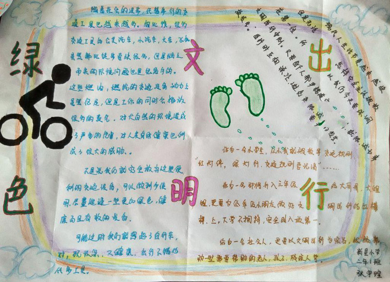 低碳生活手抄報(bào)圖片，綠色出行