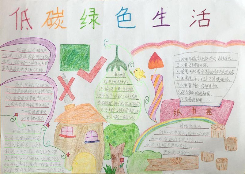 小學(xué)生低碳生活手抄報內(nèi)容，綠色生活