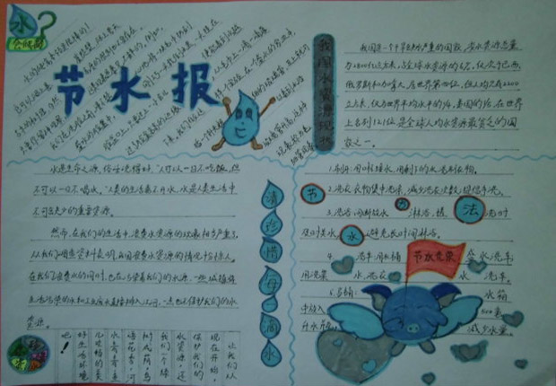 節(jié)水手抄報圖片，節(jié)約用水重在行動