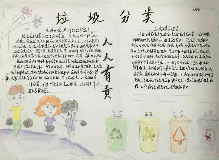 綠色環(huán)保手抄報圖片，垃圾分類