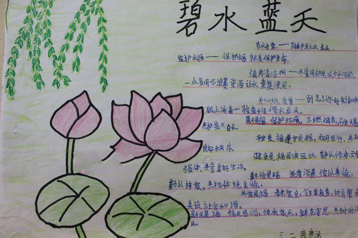 小學生保護環(huán)境手抄報，共創(chuàng)碧水藍天