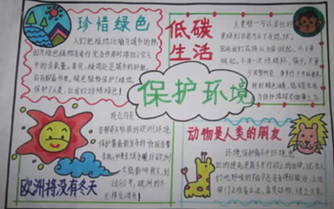 保護環(huán)境手抄報圖片，低碳生活