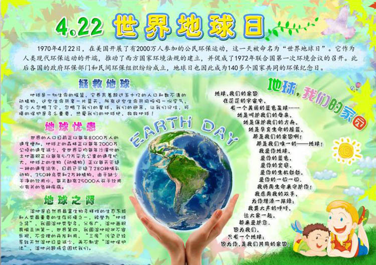 環(huán)保小報手抄報圖片，世界地球日