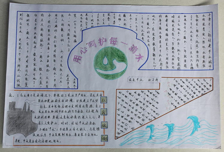 節(jié)水手抄報圖片，用心呵護每一滴水