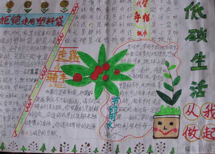 保護環(huán)境手抄報圖片，低碳生活從我做起