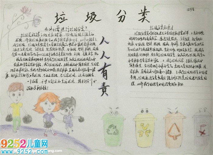 三年級垃圾分類<a href=http://www.inspiredelm.com/shouchaobao/ target=_blank class=infotextkey>手抄報</a>，垃圾分類人人有責