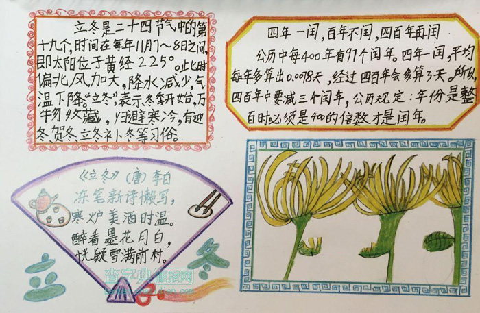 關于冬天的手抄報圖片，立冬