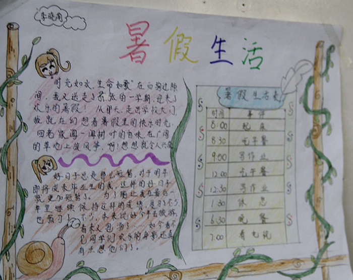 快樂暑假手抄報(bào)圖片，暑假生活
