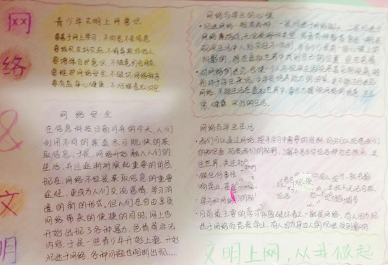 講究網(wǎng)絡(luò)文明，綠色上網(wǎng)的手抄報(bào)