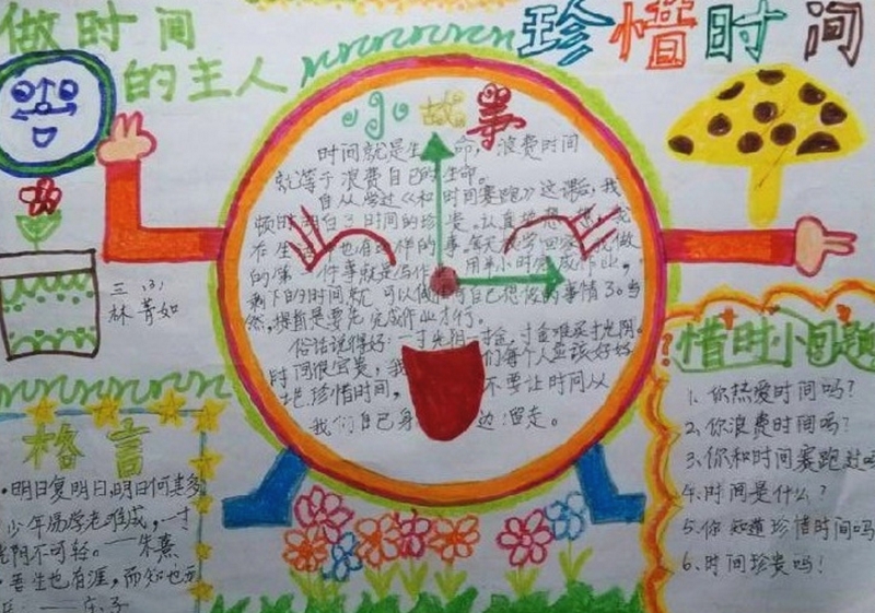 做時間的主人，珍惜時間手抄報