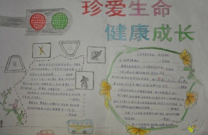 珍愛生命健康成長手抄報