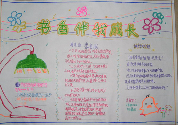 簡單好看的書香伴我成長手抄報圖片