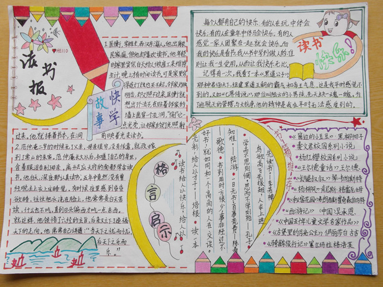 好看的書香成長手抄報圖片