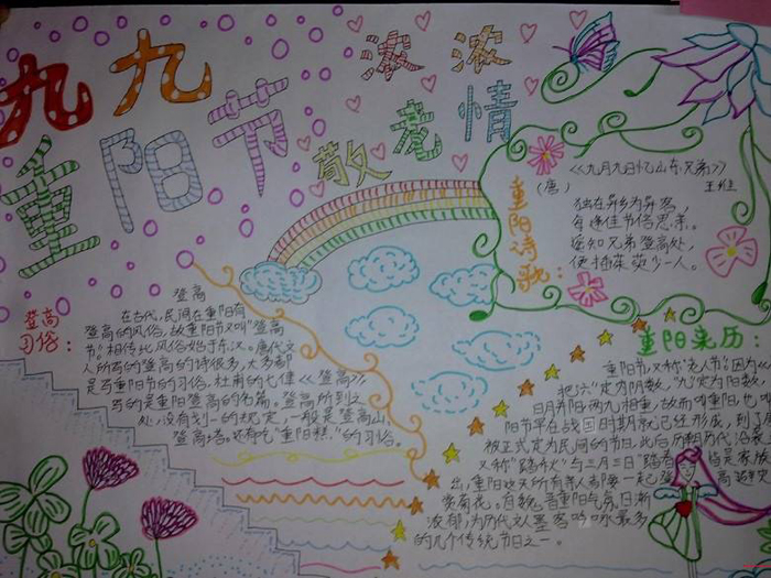九九重陽節(jié)手抄報圖片，重陽敬老情