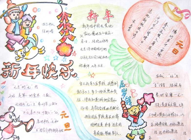 元旦手抄報，新年快樂
