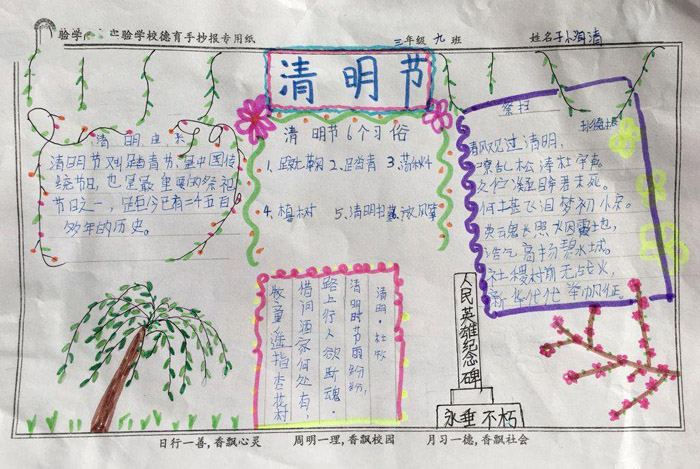 小學(xué)生清明節(jié)手抄報，我們的清明節(jié)