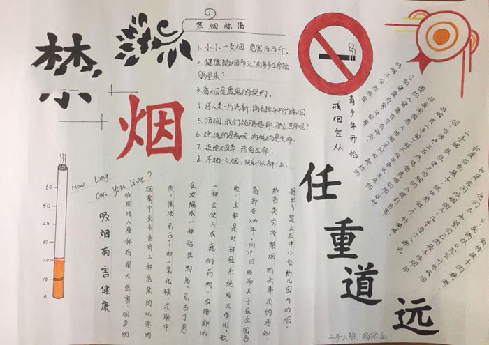 世界無煙日手抄報(bào)圖片，禁煙任重道遠(yuǎn)