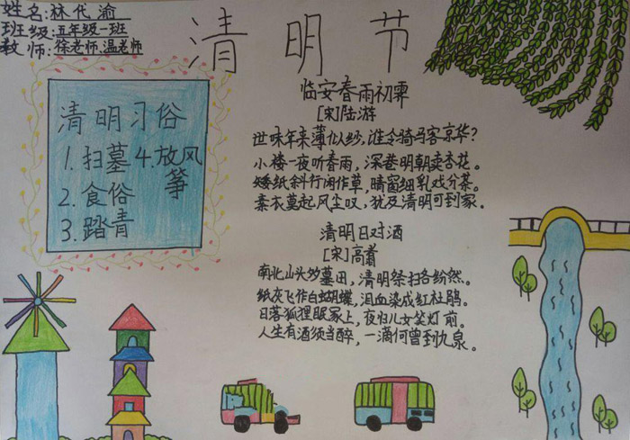 小學(xué)生清明節(jié)手抄報，清明習(xí)俗