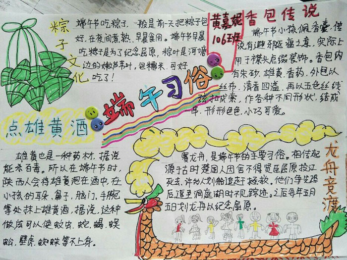 小學(xué)生端午節(jié)手抄報，端午習(xí)俗