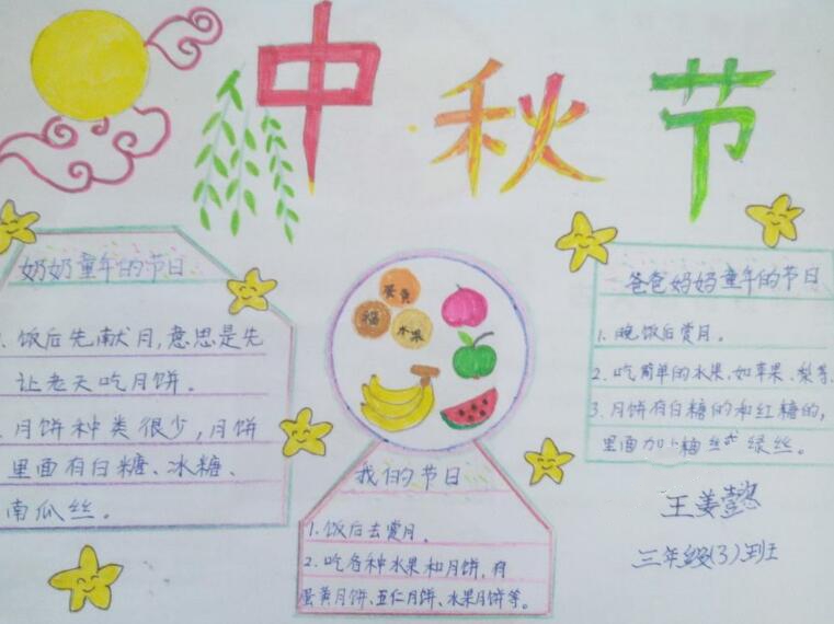 小學(xué)生中秋節(jié)手抄報圖片大全，萬家團圓的中秋節(jié)