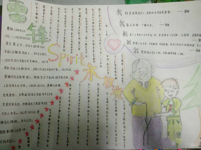 小學生學雷鋒手抄報，雷鋒精神永放光芒