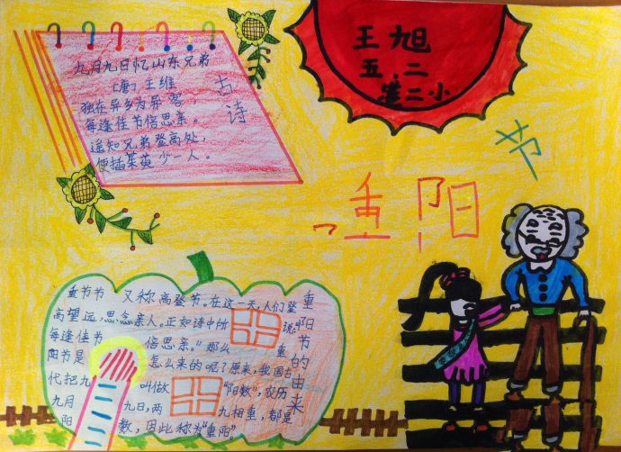 重陽節(jié)手抄報圖片簡單又漂亮，登高遠(yuǎn)望思念