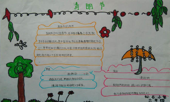 小學(xué)生清明節(jié)手抄報，清明節(jié)