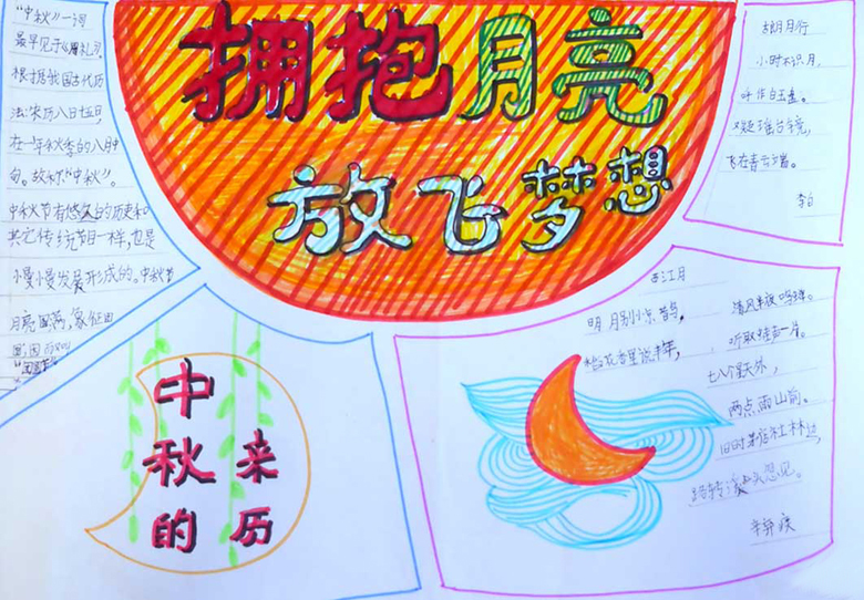 中秋節(jié)手抄報，擁抱月亮放飛夢想