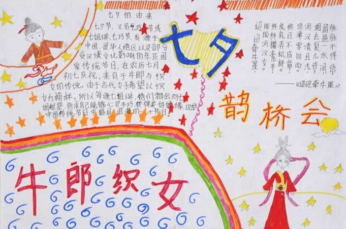七夕節(jié)手抄報(bào)，七夕鵲橋會(huì)