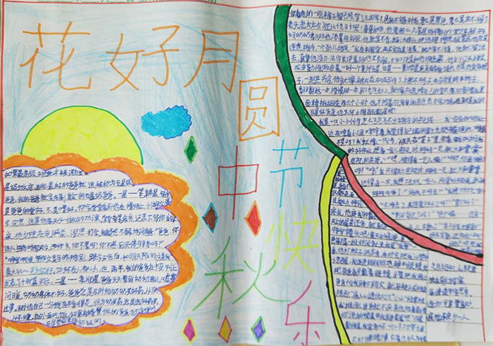 關(guān)于中秋節(jié)手抄報簡單，畫好月圓中秋快樂