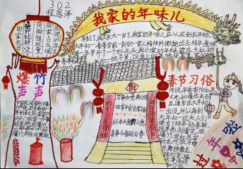 小學生春節(jié)手抄報圖片，我家的年味兒