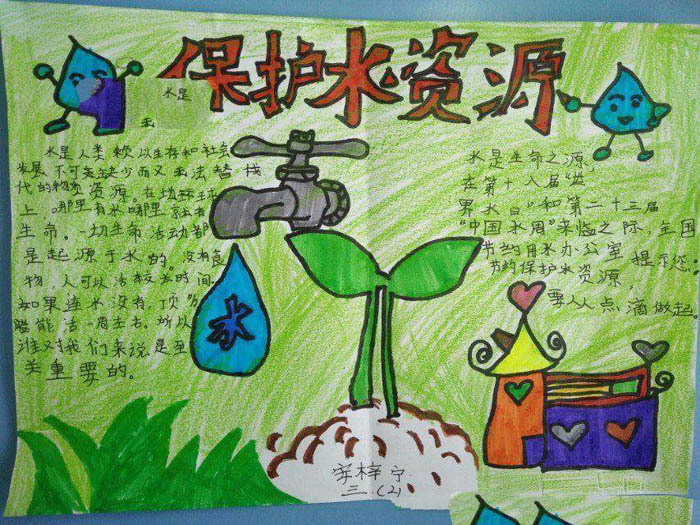 簡單的2019世界水日手抄報(bào)圖片，保護(hù)水資源