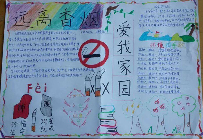 漂亮的無煙日手抄報(bào)圖片，遠(yuǎn)離香煙