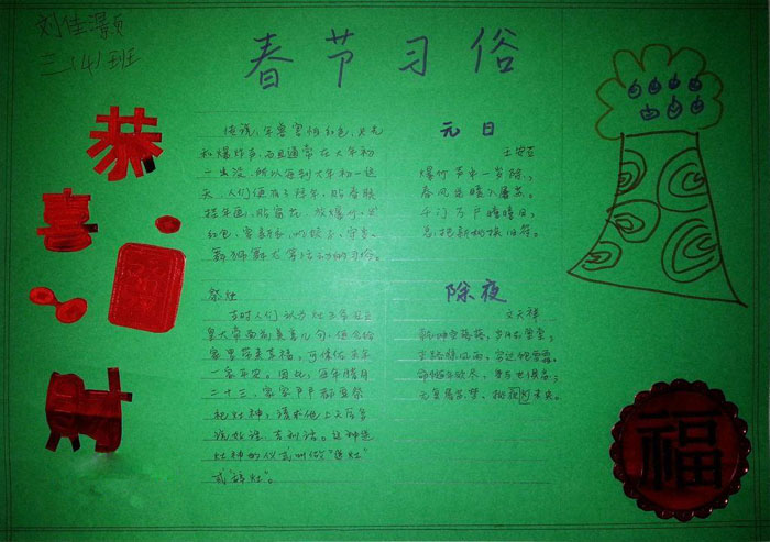 2017年春節(jié)手抄報設計圖，春節(jié)習俗